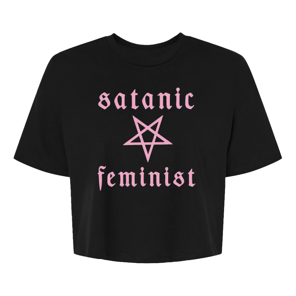 Satanic Feminist Pink Crop Top