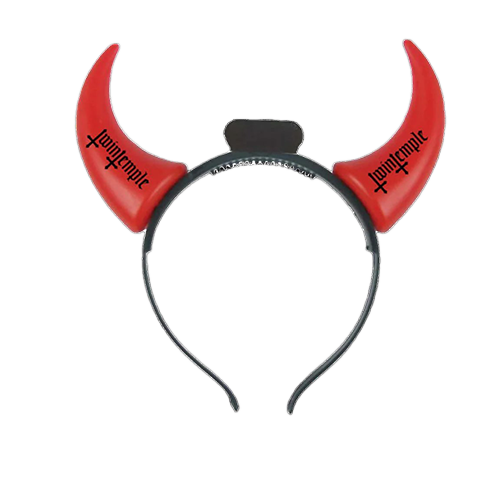Light up the darkness with the Twin Temple Devil Horns Headband! Adorned with the band's signature logo and a fiendish red glow, these horns are your must-have accessory for rituals, shows, and raising hell.