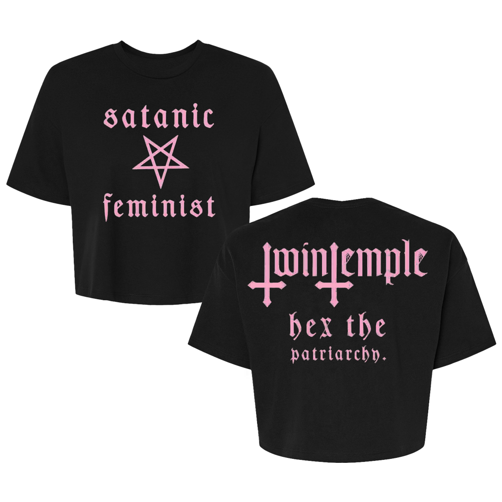 Satanic Feminist Pink Crop Top