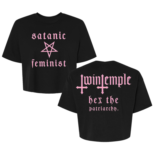 Satanic Feminist Pink Crop Top